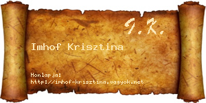 Imhof Krisztina névjegykártya